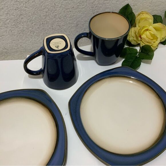 SET 4 Home Trends penumbra 2 salad Plates 8 3/4”  2 mugs 4 5/8” Discontinued G10 - Picture 10 of 10